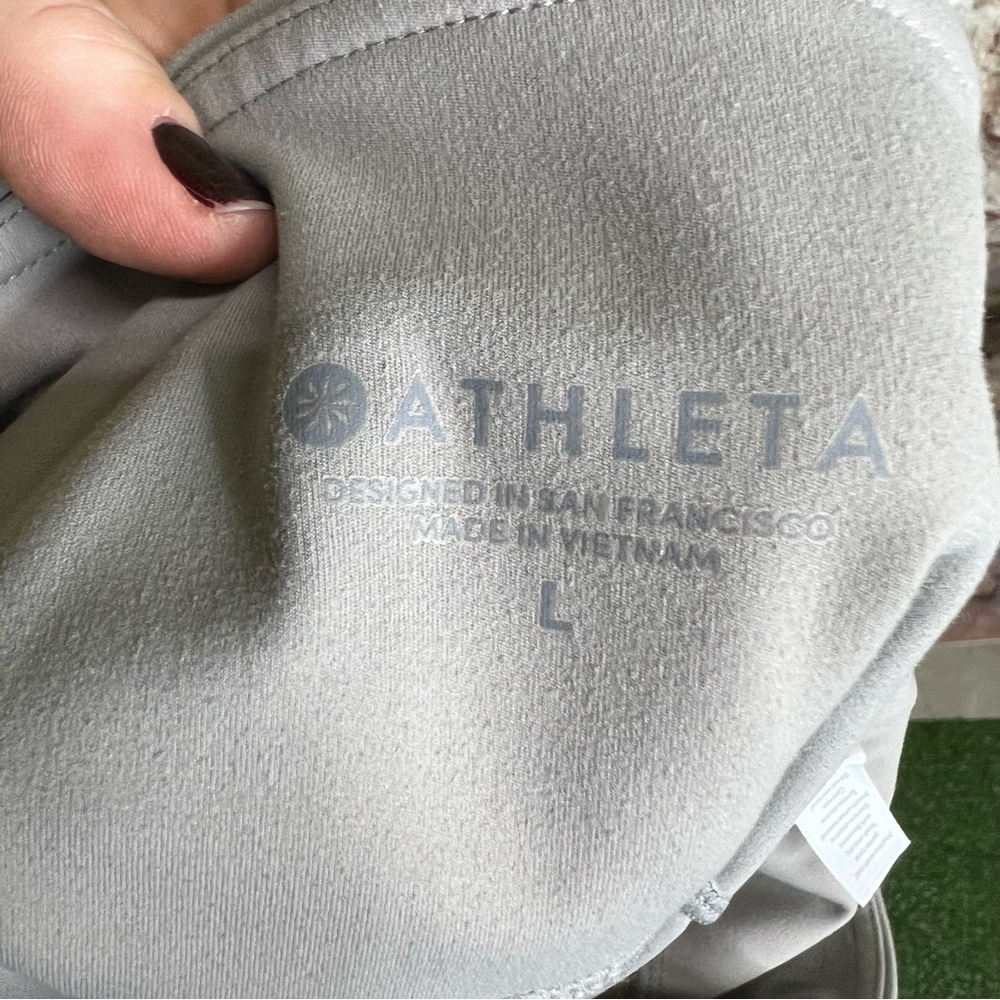 ATHLETA Gray Athleisure Yoga Wide-Band Waist Leggings, L - Picture 8 of 9